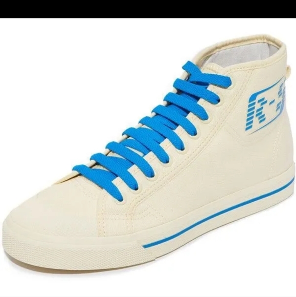 Authentic Raf Simons x Adidas High Top Off White Blue Great